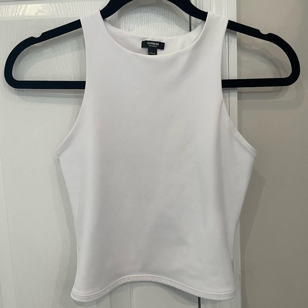 Express Body Contour White Tank Top